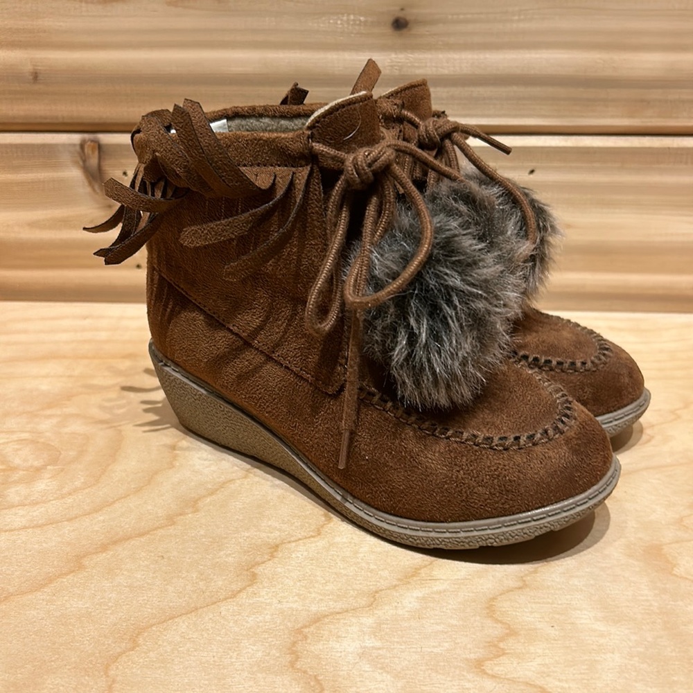 Crazy 8 brown suede wedge booties.  Size 1. Excellent used condition